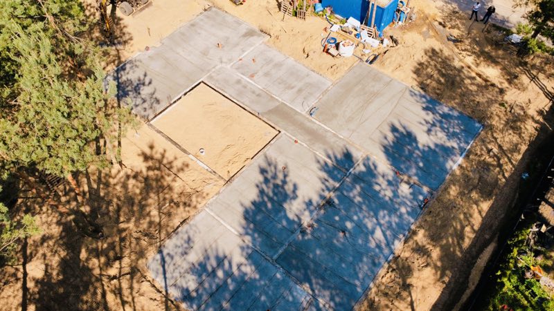 Gotowa płyta fundamentowa widziana z góry